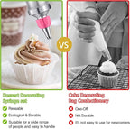 Cake Decorating Kit with 6 Stainless Steel Icing Nozzles, Reusable Piping Gun & Tips Set – Professional Frosting Tools for Cupcakes, Cookies, Cakes, Desserts – Baking Supplies for Beginners & Bakers