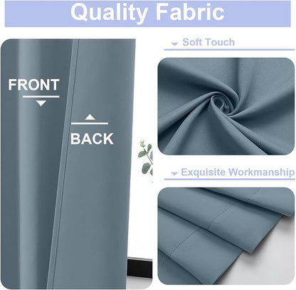Simplebrand Ava Stone Blue Blackout Curtains - Image 3
