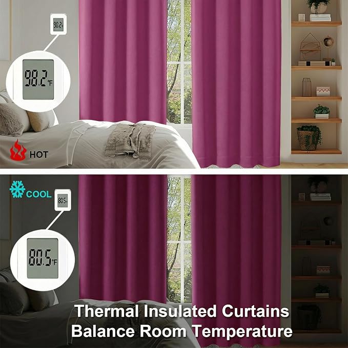 Simplebrand Ava Hot Pink Short Blackout Curtains - Image 6