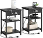 End Tables Set of 2 with Charging Station USB Ports, 3 Tier Tall Night Stand by CALERTAINDirect