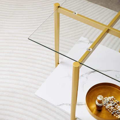 LumFurn Square Glass End Table, Mid-Century Modern Design Sofa Table, - Image 4