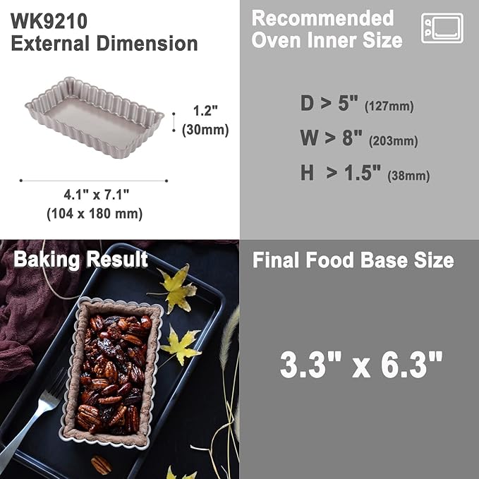 CHEFMADE Tart Pan, 7 Inch Non-Stick Quice Pan with Removable Loose Bottom for Oven Bake(Champagne Gold)