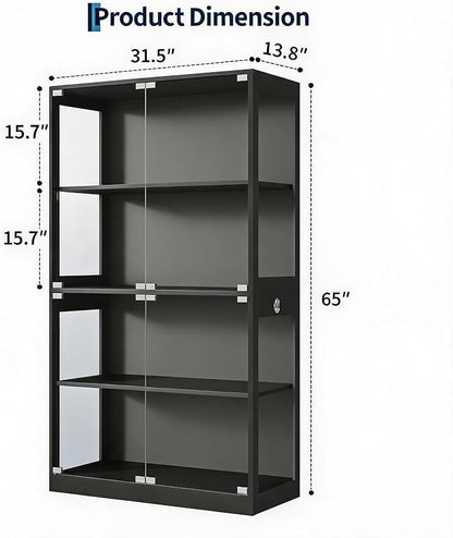 IDEALHOUSE Glass Display Cabinet 4-Tier, Curio Cabinets - Image 2