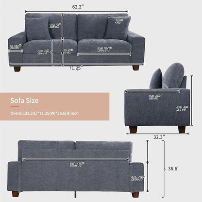 DOPEDIO Modern Loveseat Sofa for Living Room, Chenille Recliner, Removable Cover - Image 2