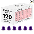 BrewBlack Perfetto Coffee Capsules - 120 Aluminum Coffee Pods Compatible with Nespresso Original line, Medium Roast - Intensity 9/12, Made in Italy