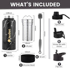 Lexlion 32 Oz Triple Walled Insulated Stainless Steel Tea Infuser Bottle, Fruit Infuser, Leakproof, Sweatproof