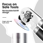 Beneno Can Opener Manual with Magnet, Hand Held Heavy Duty Can Opener with Durable Sharp Blade Smooth Edge, Big Effort-Saving Knob, Soft Grip Rubber Handle, Multifunctional Bottle Opener, Black