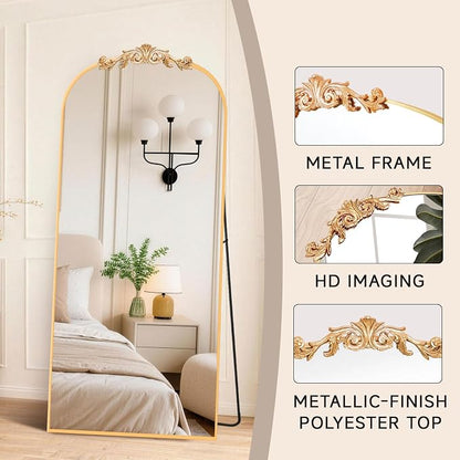 MISSDAY Vintage Baroque Full Length Mirror, Full Metal Frame Stand Up Retro - Image 3