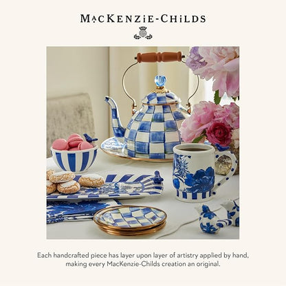 MACKENZIE-CHILDS Enamel Salad and Dessert Plate, Small Plate for a Dessert or Appetizer Dish, 8 Inches, Blue-and-White Royal Check