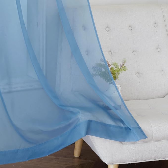 NICETOWN Voile Sheer Stone Blue Curtains 84 Inches Long, Grommet Airy & - Image 7