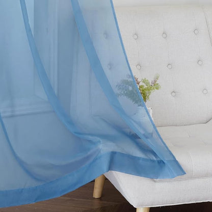 NICETOWN Voile Sheer Stone Blue Curtains 84 Inches Long, Grommet Airy & - Image 7