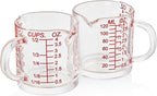 Shot Glass Measuring Cup 4 Ounce/120ML Liquid Heavy High Espresso Glass Cup with Handle,Double Spouts(Pack of 2)