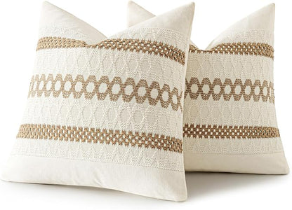 MIULEE Set of 2 Neutral Boho Decorative Pillow Covers 20x20 Inch | Farmhouse - Image 8