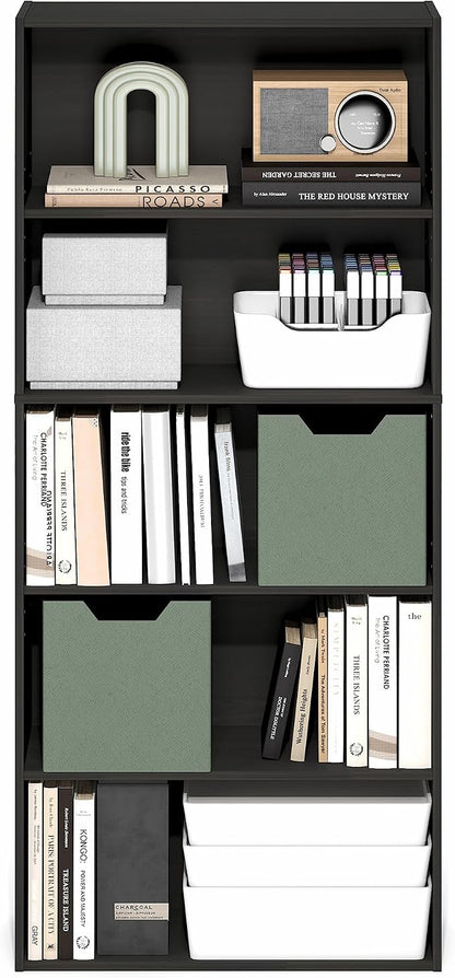 Furinno Jaya Book Shelf, 5-Tier Bookshelf, 52 Inch Tall Standing Bookcase - Image 4