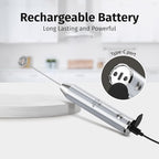 Zulay Kitchen Lux Rechargeable Milk Frother Handheld - Powerful 2-Speed Motor, Fully Waterproof, 2000mAh Battery - Drink Mixer For Latte, Cappuccino, Matcha, Protein Powder - Silver