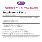 FreshDrinkUS, Premium 35 Ginger Tulsi Tea Bags, 100% Natural, Hand-made Blend of Ginger and Tulsi Holy Basil Leaves, Eco-conscious Tea Bags. Ginger Tulsi Herbal Tea. No Sugar, No Caffeine, Vegan.