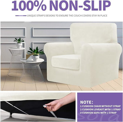 ZNSAYOTX Oversized Velvet 3 Piece Couch Cover - Image 5