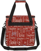 Love Joy Laugh Letter Red Coffee Maker Carrying Bag, Coffee Machine Travel Storage Tote Bag Compatible with K-Mini or K-Mini Plus, Portable Single Serve Coffee Brewer Case with Pockets for K-Cup Pods