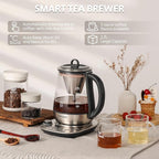 BUYDEEM K176 Tea Maker, Multifunctional Stainless Steel Electric Kettle for Tea and Coffee Brewing, Auto Keep Warm, 5 Flavor Controls, 1.5L
