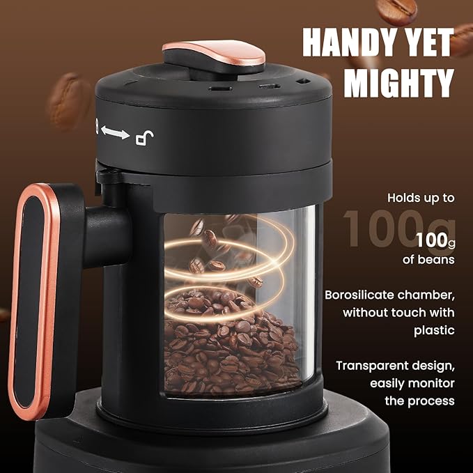Huanyu Coffee Bean Roaster 100g with Timer Coffee Roasters for Home Use with Adjustable Heating and Cool Setting Electric Roaster 1500w 110v