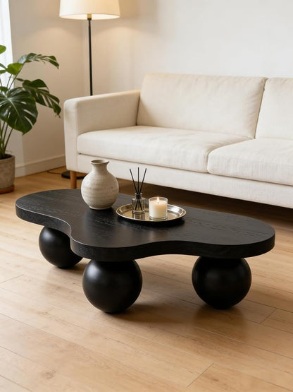 46" Cloud Coffee Table with 3 Ball Legs, Modern Irregular Center Table - Image 4