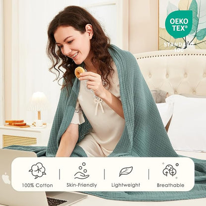 EMME Muslin Blankets for Adults Throw Blanket for Couch Breathable Gauze Soft - Image 2