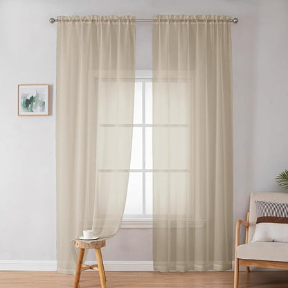 Taupe Sheer Curtains 84 inches Long - Image 2
