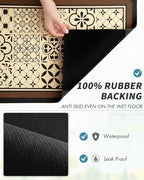 AMOAMI Coffee Mat Hide Stain Rubber Backed Absorbent Dish Drying Mat for Kitchen Counter - Fits Under Coffee Maker or Machine - Khaki 17x31.5