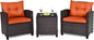 HAPPYGRILL 3 Pieces Patio Conversation Set, Outdoor Furniture Set PE Rattan by HAPPYGRILL