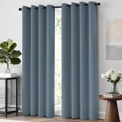 Yakamok Room Darkening Curtains 52x84 inch Length Stone Blue-Living Room | 2 - Image 2