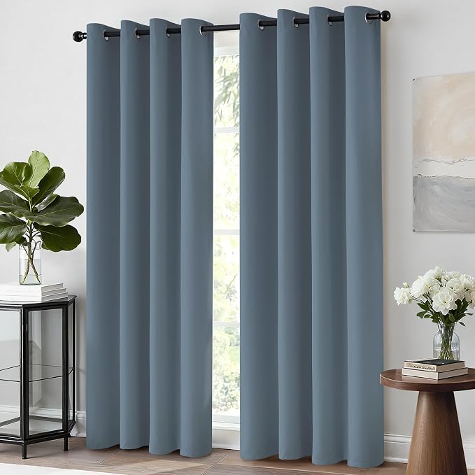 Yakamok Room Darkening Curtains 52x72 inch Length Stone Blue-Living Room | 2 - Image 2