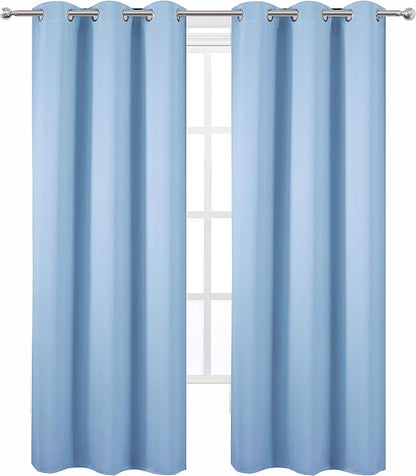 Sky Blue Thermal Blackout Curtains/38 x 84 Inch/Set of 2 Panels Room Darkening - Image 2