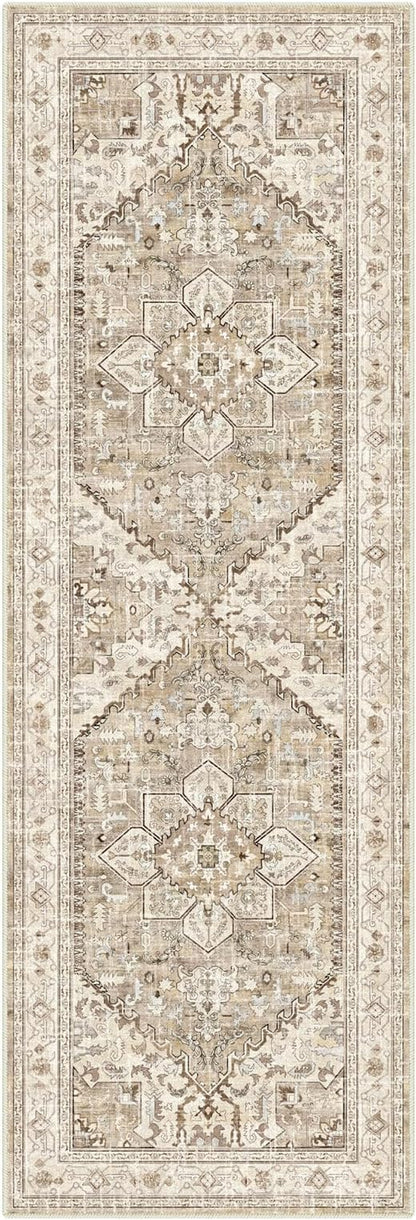 Yamaziot Washable Runner Rug, 2x6 Non-Slip Boho Vintage Hallway Kitchen Rug | - Image 2