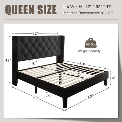 Einhomn Black Queen Size Platform Bed Frame - Image 2