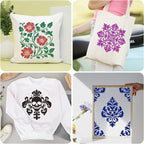 12PCS Large Mandala Stencils 12 x 12 Inch Damask Stencils for Walls Large Texture Drawing Templates with Brushes Mandala Templates for Painting on Wood Furniture Canvas Paper Fabric