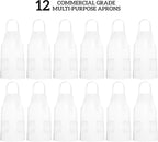 GREEN LIFESTYLE 12 Pack Chef Apron with Pockets – Grilling Aprons for Men, Waterproof Cooking Apron for BBQ, Work or Restaurant Use, Kitchen Aprons for Women with Pockets – White