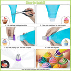 56-Piece Russian Piping Tips Set, Cake Decorating Kit with 17 Frosting Nozzles, Reusable Piping Bags, and Baking Supplies for Cupcakes, Cookies, Cakes - Idael for Bakers & Beginners