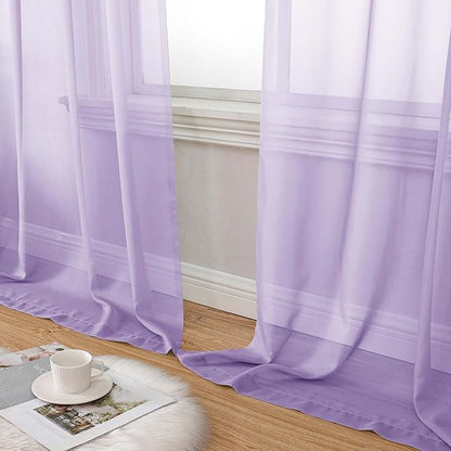 Sheer Lavender Curtains for Bedroom Living Room 90 Inches Long 2 Panels Set - Image 8