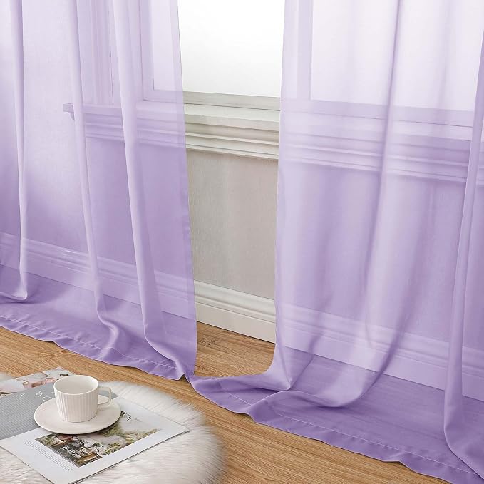 Extra Long Sheer Lavender Curtains - Image 7