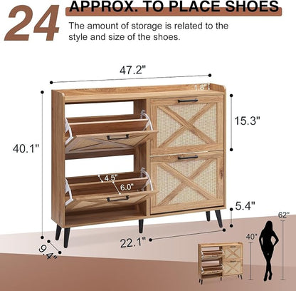 Barnyatoh Shoe Storage Cabinet, Boho Shoe Organizer - Image 2