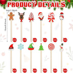 Jinei 120 Pcs Christmas Wooden Coffee Stirrers Wood Cocktail Coffee Stir Sticks Disposable Drink Stirrers for Stirring Hot Chocolate Milkshake Restaurant Home Office(Novel Style)