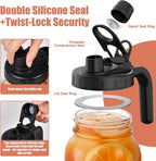 2 Pack 64oz Glass Mason Jar Pitchers with Wide Mouth & Measurement Marks – Leak-Proof Twist Lids for Cold Drinks, Iced Tea, Lemonade, and Juice