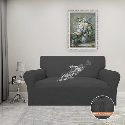 Easy-Going 100% Waterproof Loveseat Couch Cover Stretch Jacquard Sofa Cover | - Image 2