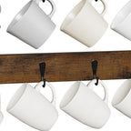 YINMIT Coffee Mug Holder Wall Mounted, Wood Mug Racks with 12 Hooks, Coffee Cup Holder for Wall with Storage Shelf, Cups Rack for Home, Kitchen