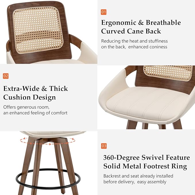 Set of 4 Mid Century Modern Counter Stools - Image 3