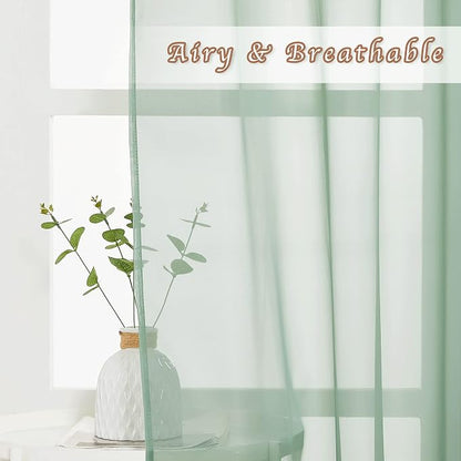 NICETOWN Sage Green Sheer Curtains 72 inches Long, Grommet Light Filtering - Image 3