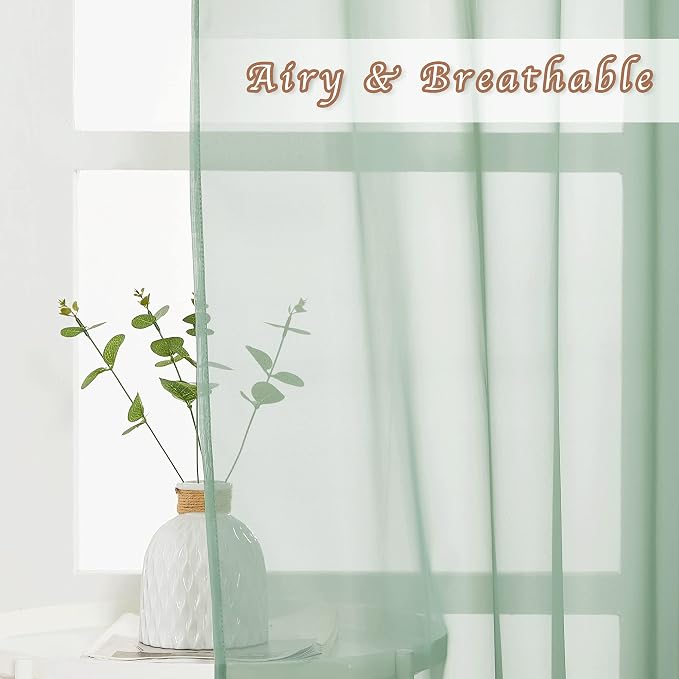 NICETOWN Sheer Sage Green Curtains - Image 3