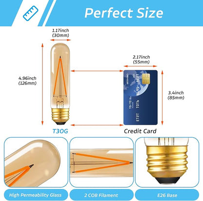 Dimmable E26 T30 T10 LED Bulb Long Tube Light Bulb 4W, Type T Tubular Light - Image 5