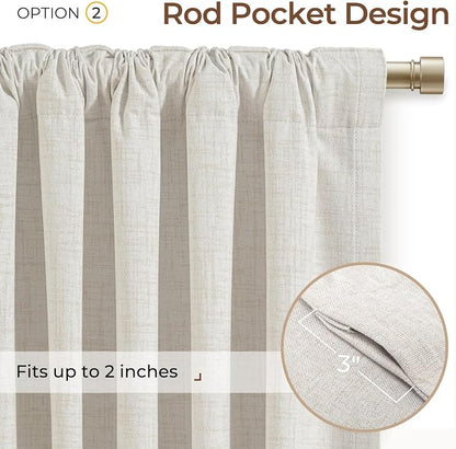 INOVADAY Extra Wide 100% Blackout Linen Curtains - Image 3