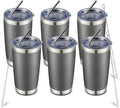 COMOOO 20oz Double Wall Vacuum Insulated Travel Mug, Stainless Steel Tumbler with Lid, Durable Powder Coated Insulated Coffee Cup for Cold & Hot Drinks (Cold Grey, 6 Pack)